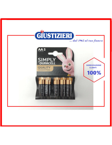 set 5 pile alcaline mn1500 aa stilo duracell