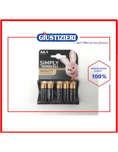 set 5 pile alcaline mn1500 aa stilo duracell