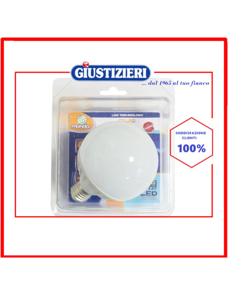 lampadina 12w e27 led globo luce calda mondo