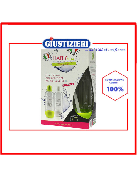 confezione 2 bottiglie 1l gasatore happy frizzo