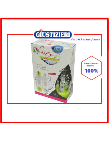 confezione 2 bottiglie 1l gasatore happy frizzo