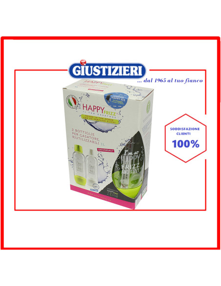 confezione 2 bottiglie 1l gasatore happy frizzo