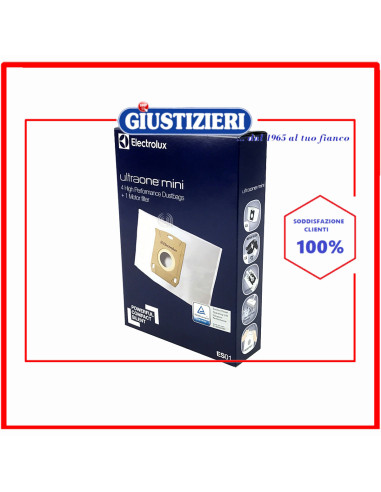 set 4 sacchetti con 1 filtro originale aspirapolvere electrolux