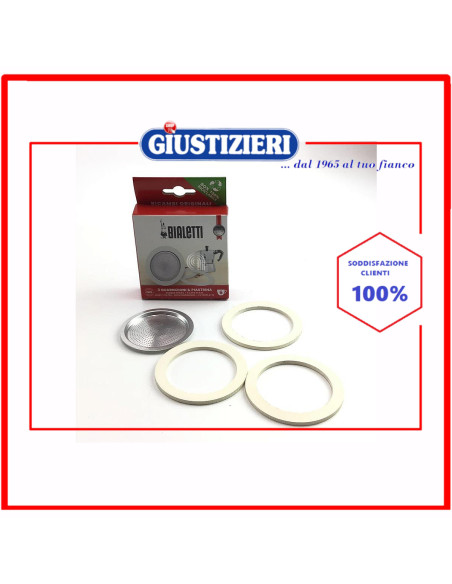 kit 3 guarnizioni e piastrina 6 tazze moka originale caffettiera bialetti
