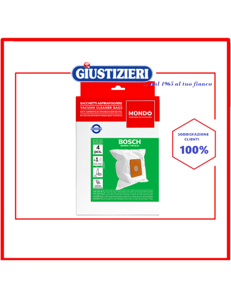 set 4 sacchetti aspirapolvere bosch