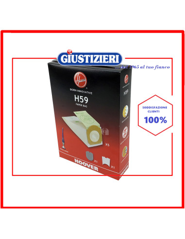 set 5 sacchetti con 2 filtri originale aspirapolvere candy