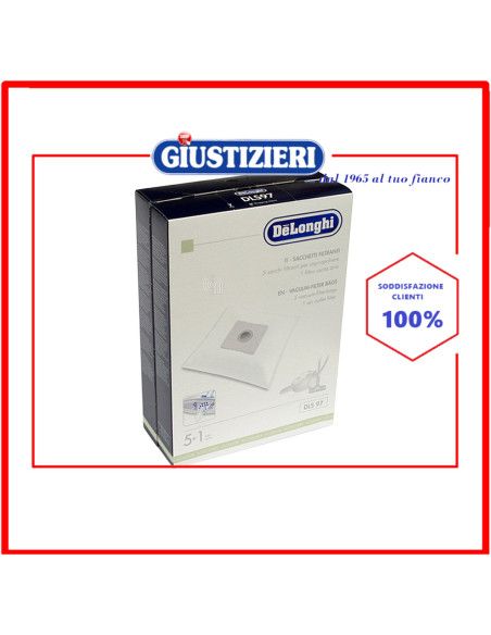 set 4 sacchetti con 1 filtro originale aspirapolvere de longhi