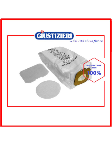 set 5 sacchetti con 2 filtri originale aspirapolvere rowenta