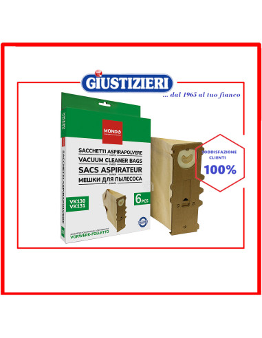 set 6 sacchetti carta vk130 vk131 aspirapolvere vorwerk folletto