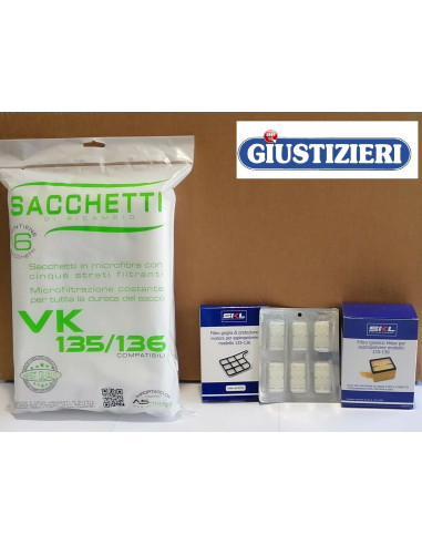 kit per vk135-136 sacchetti + filtro...