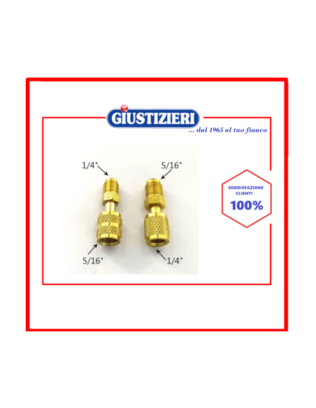 kit adattatori 2pz r410 r407 r22 1/4m-5/16f e 1/4f-5/16m ottone alta qualita'