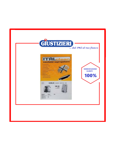 gb20 sacchetti aspirapolvere antiacari goblin italclean 5pz  - giustizierishop.it
