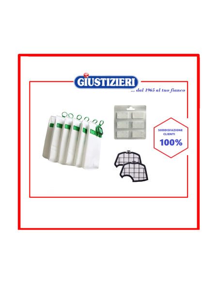 kit vk140-150 6 sacchetti + 2 filtri griglia motore + 6 prof - giustizierishop.it