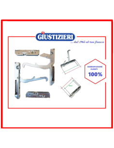 kit: 2 cerniere dx + sx 155 x 23 interasse 118; 2 portarulli - giustizierishop.it