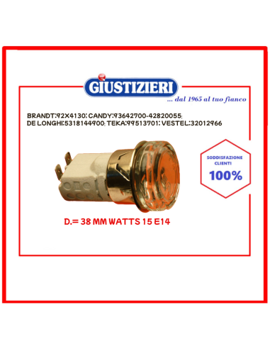 portalampada -  d.= 38 mm watts 15 e14 - giustizierishop.it