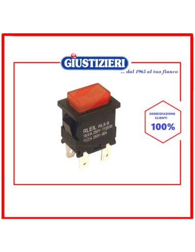interruttore bipolare  luminoso rosso "mini" - giustizierishop.it