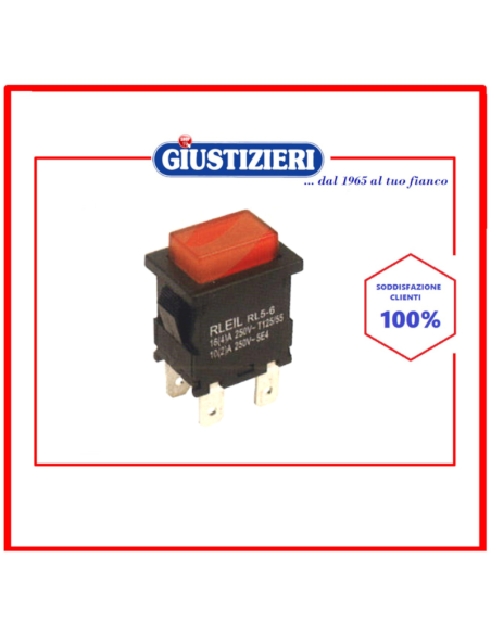 interruttore bipolare  luminoso rosso "mini" - giustizierishop.it