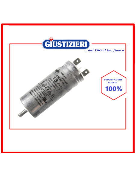 condensatore metallico 18mf con attacco a vite - ducati - giustizierishop.it