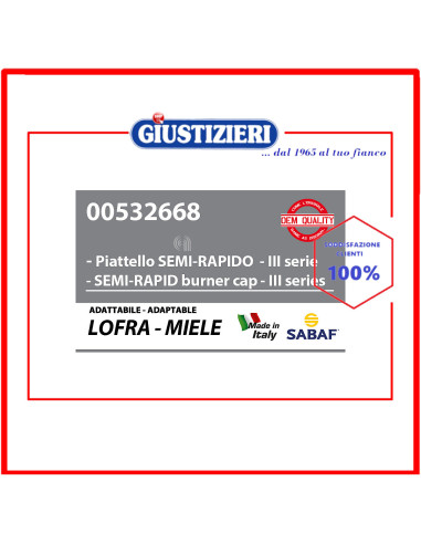 piattello semirapido 3° serie lofra compatibile con piano cottura lofra