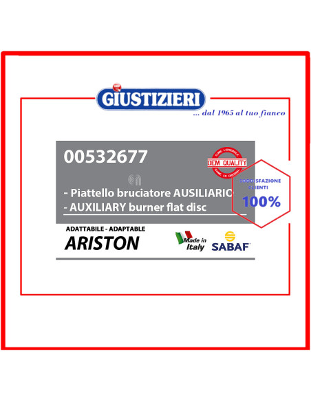 piattello bruciatore ausiliario - ariston