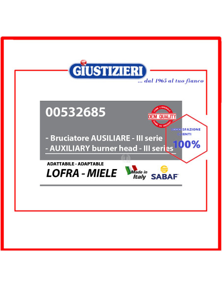 bruciatore ausiliare serie 3 compatibile con piano cottura lofra