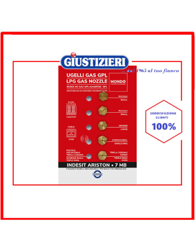 set 5 ugelli gas gpl 7mb mondo piano cottura indesit