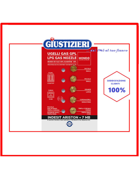 set 5 ugelli gas gpl 7mb mondo piano cottura indesit