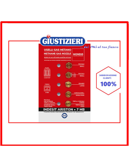 set 5 ugelli gas metano 7mb mondo piano cottura indesit
