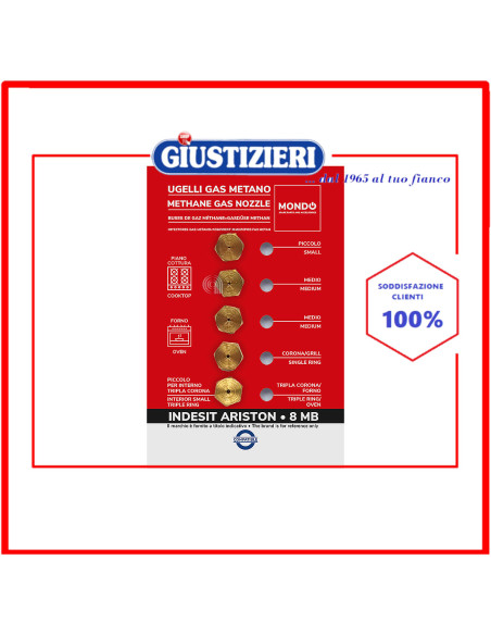 set 5 ugelli gas metano 8mb mondo piano cottura indesit