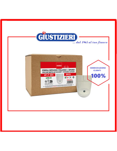 set 5 prese bipasso italiane shuko 2p+t 16a