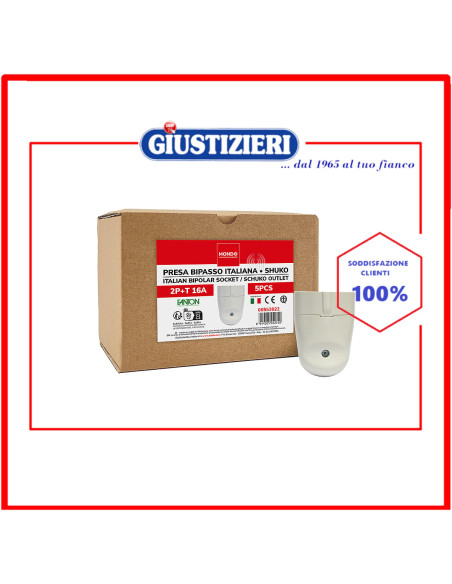set 5 prese bipasso italiane shuko 2p+t 16a