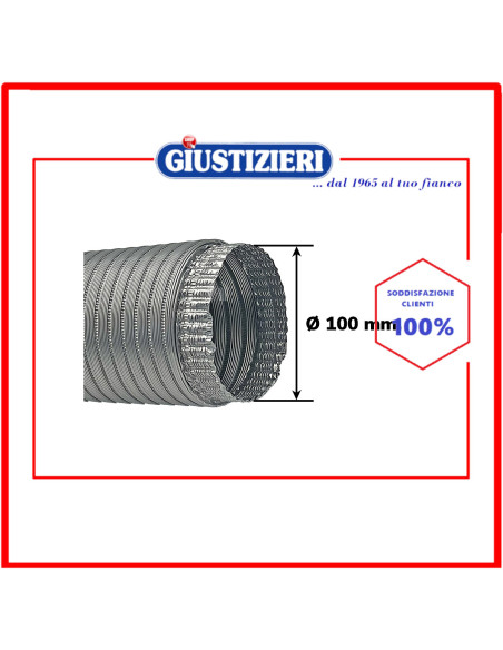 tubo in alluminio diam.100mm 2mt mondo cappa aspirante universale